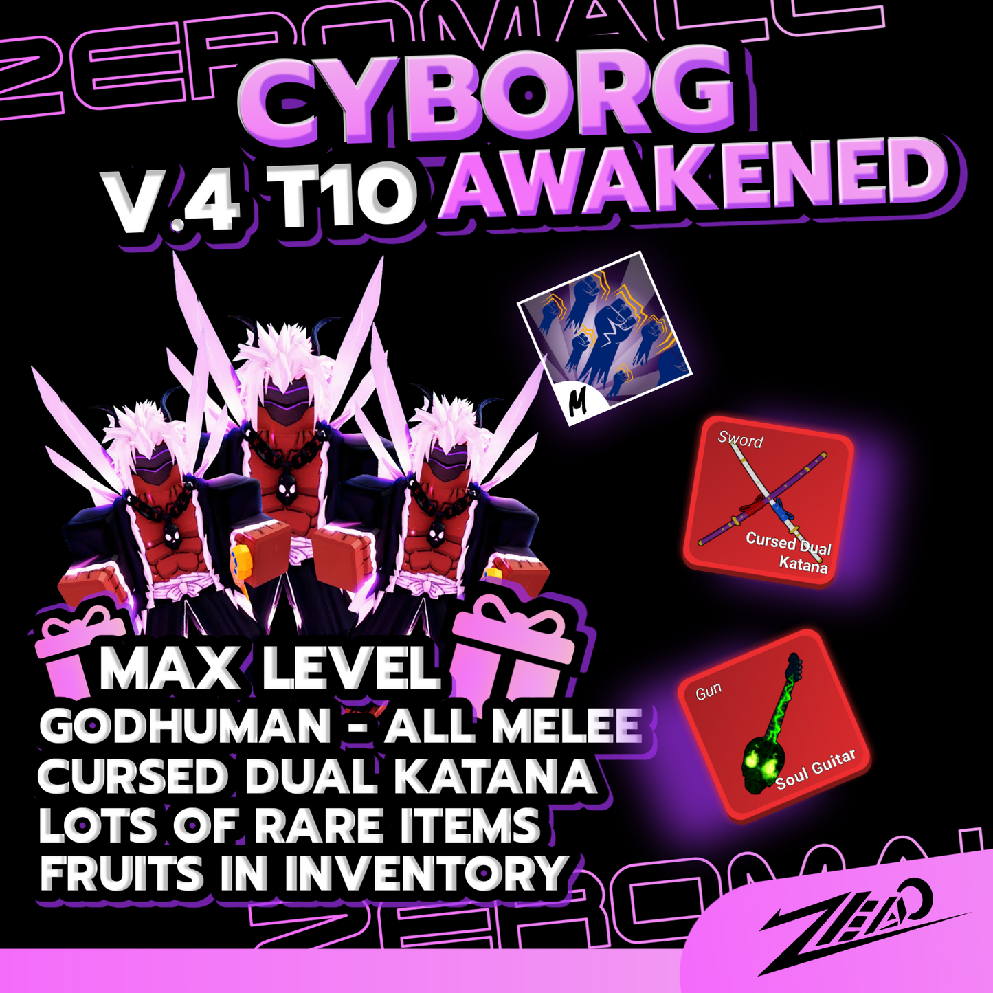 Roblox Blox Fruits Account Race Awakening Cyborg V4 T10