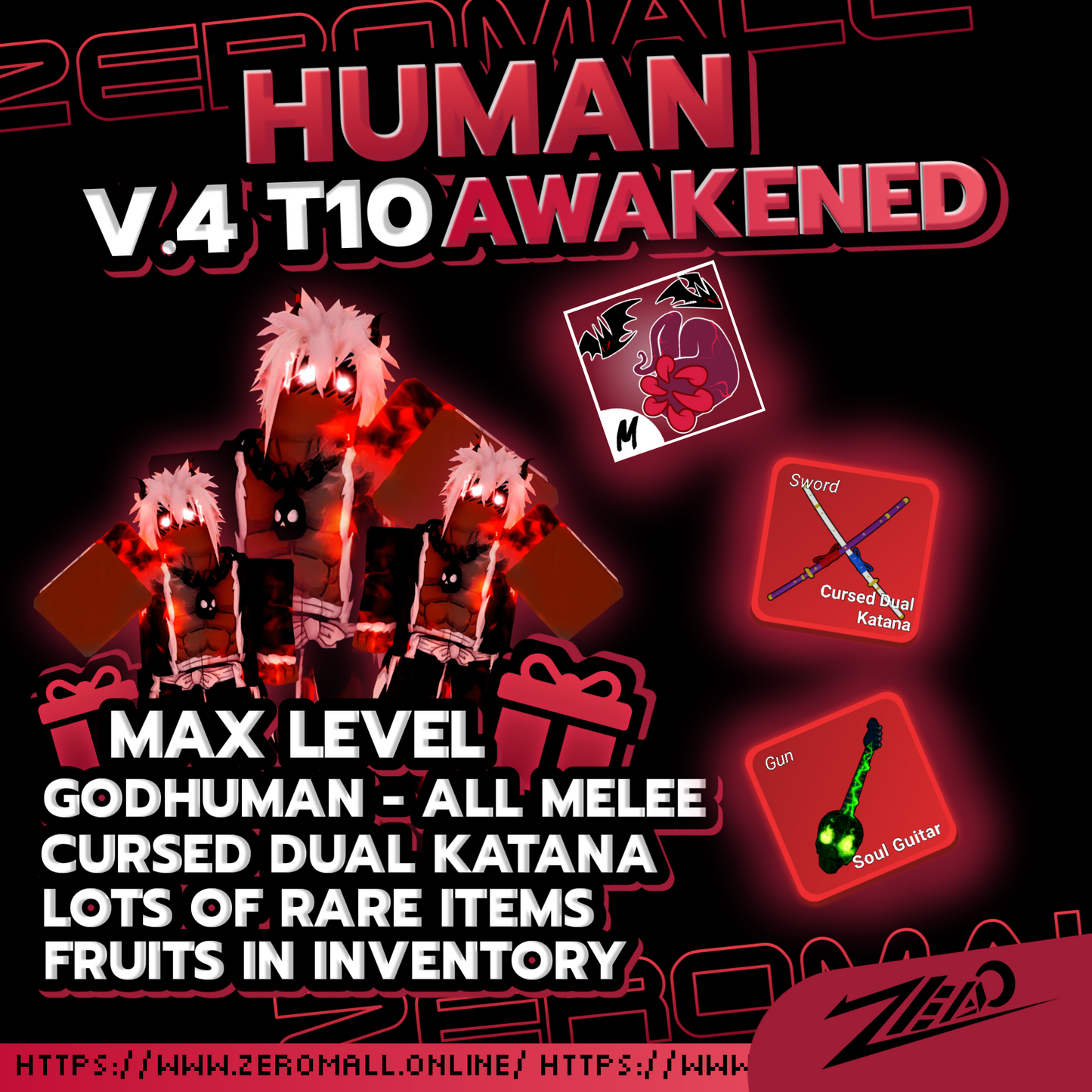 Roblox Blox Fruits Account Race Awakening Human V4 T10 Sanguine Art