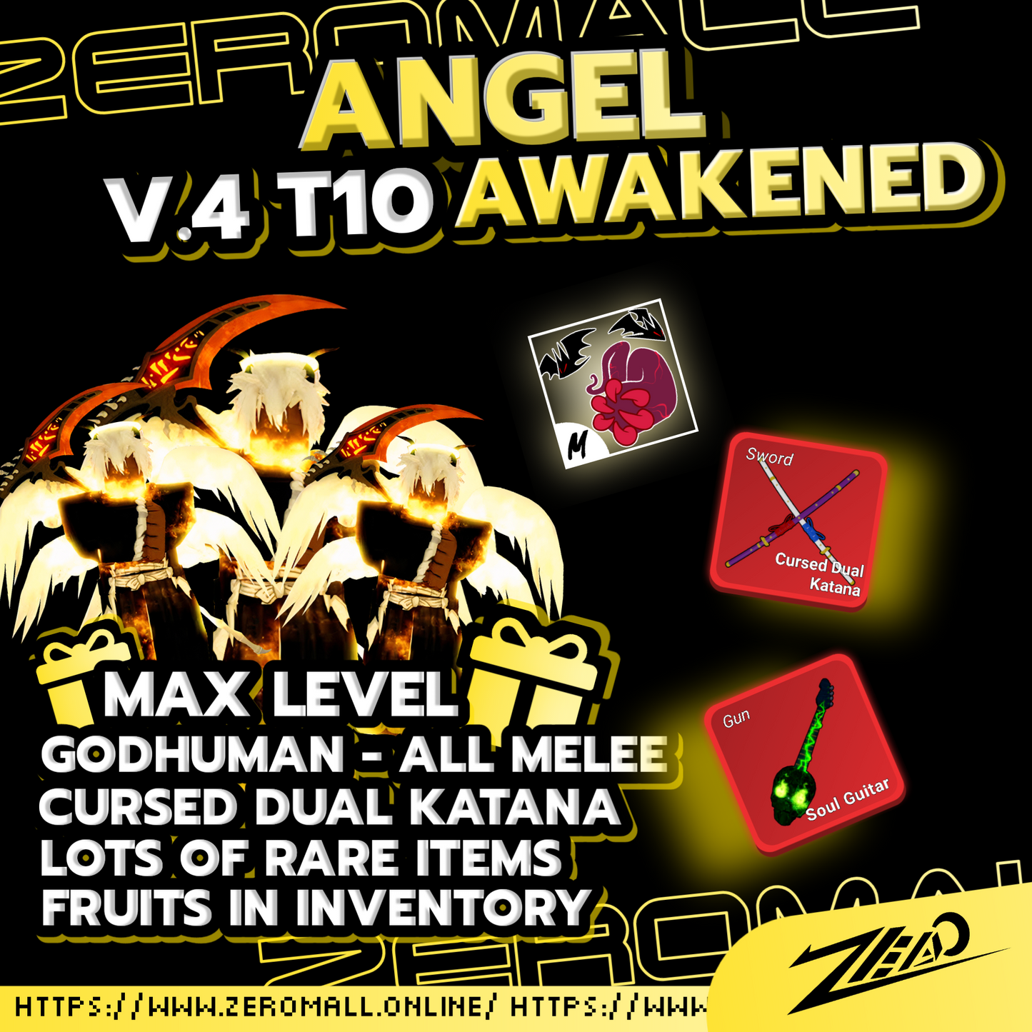 Roblox Blox Fruits Account Race Awakening Angel V4 T10 Sanguine Art