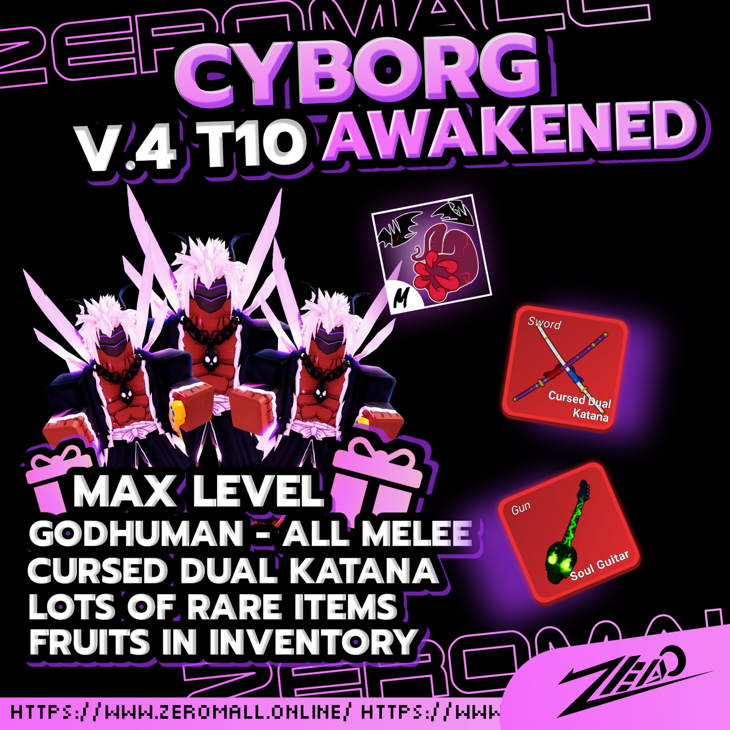 Roblox Blox Fruits Account Race Awakening Cyborg V4 T10 Sanguine Art