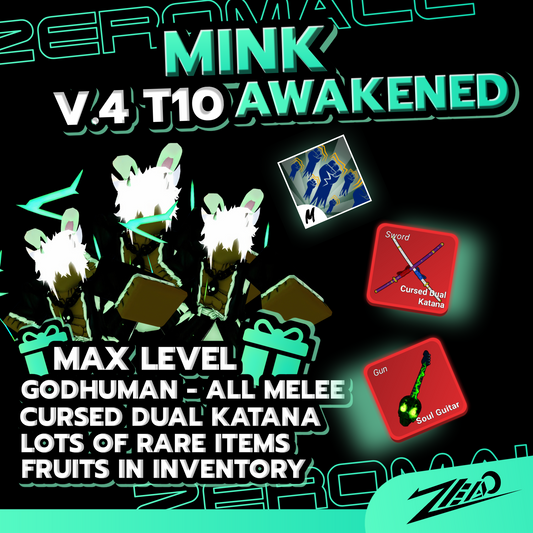 Roblox Blox Fruits Account Race Awakening Rabbit/Mink V4 T10